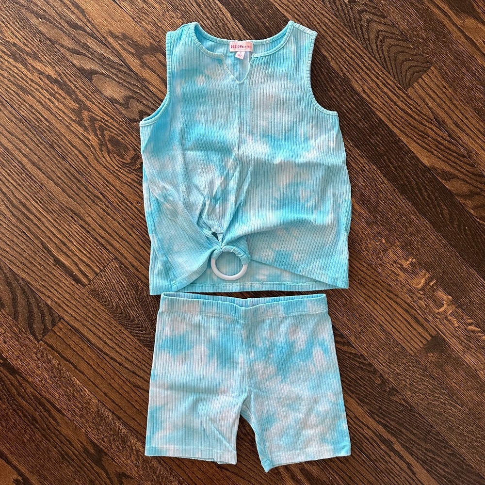 DESIGN HISTORY Girls Cotton Tie Dye Tank Short Set